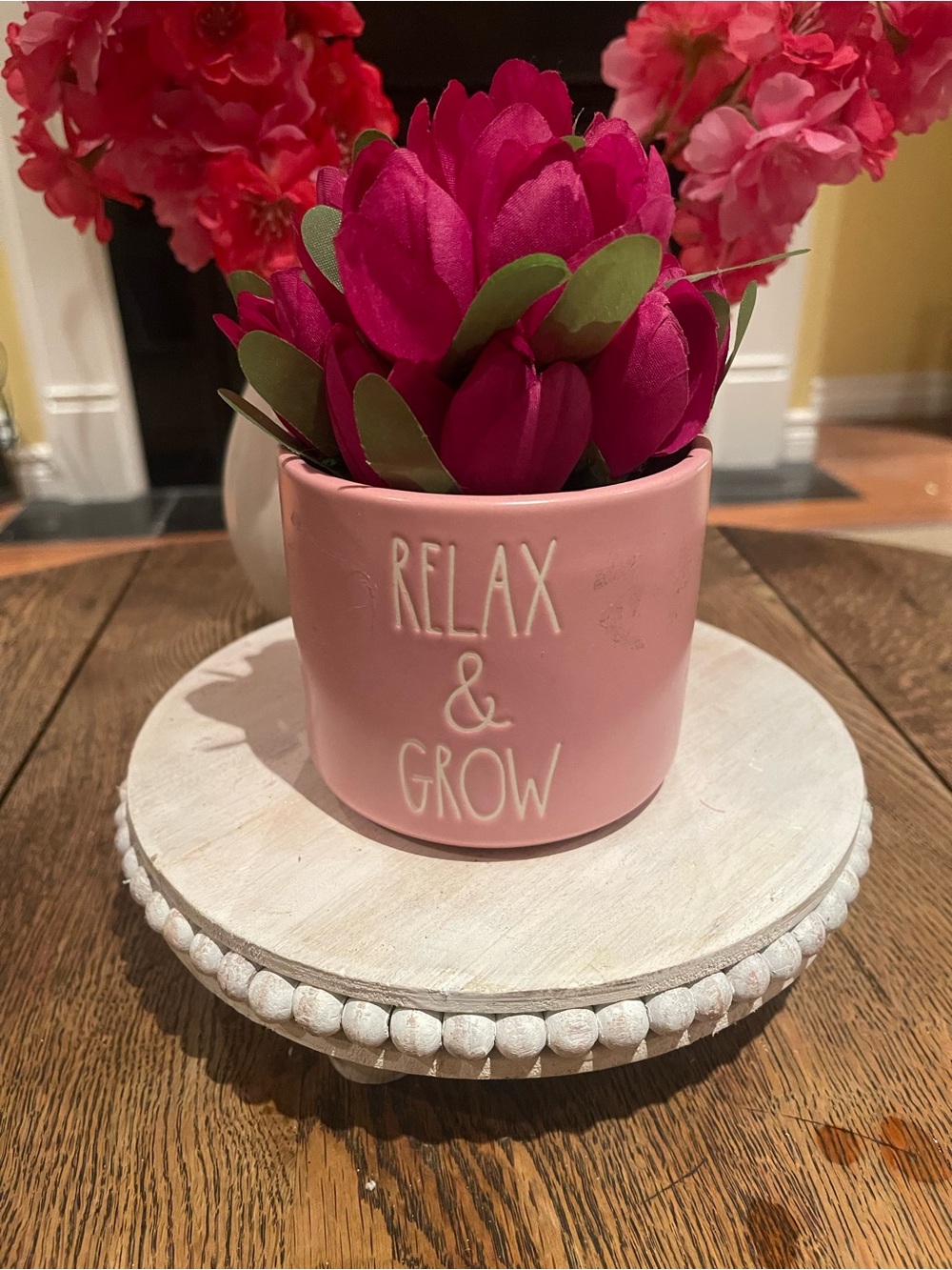 Rae Dunn Pink "Relax & Grow" Ceramic Planter